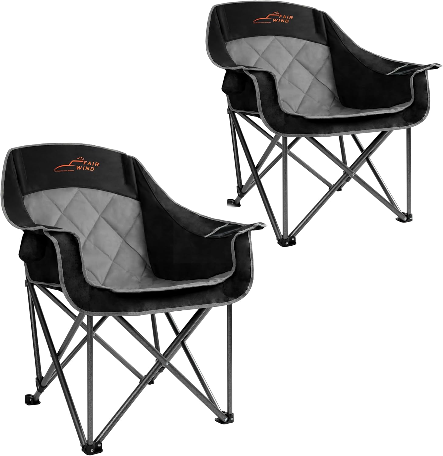 FAIR WIND 2 Pack Heavy Duty Camping Chairs - 450LBS Support