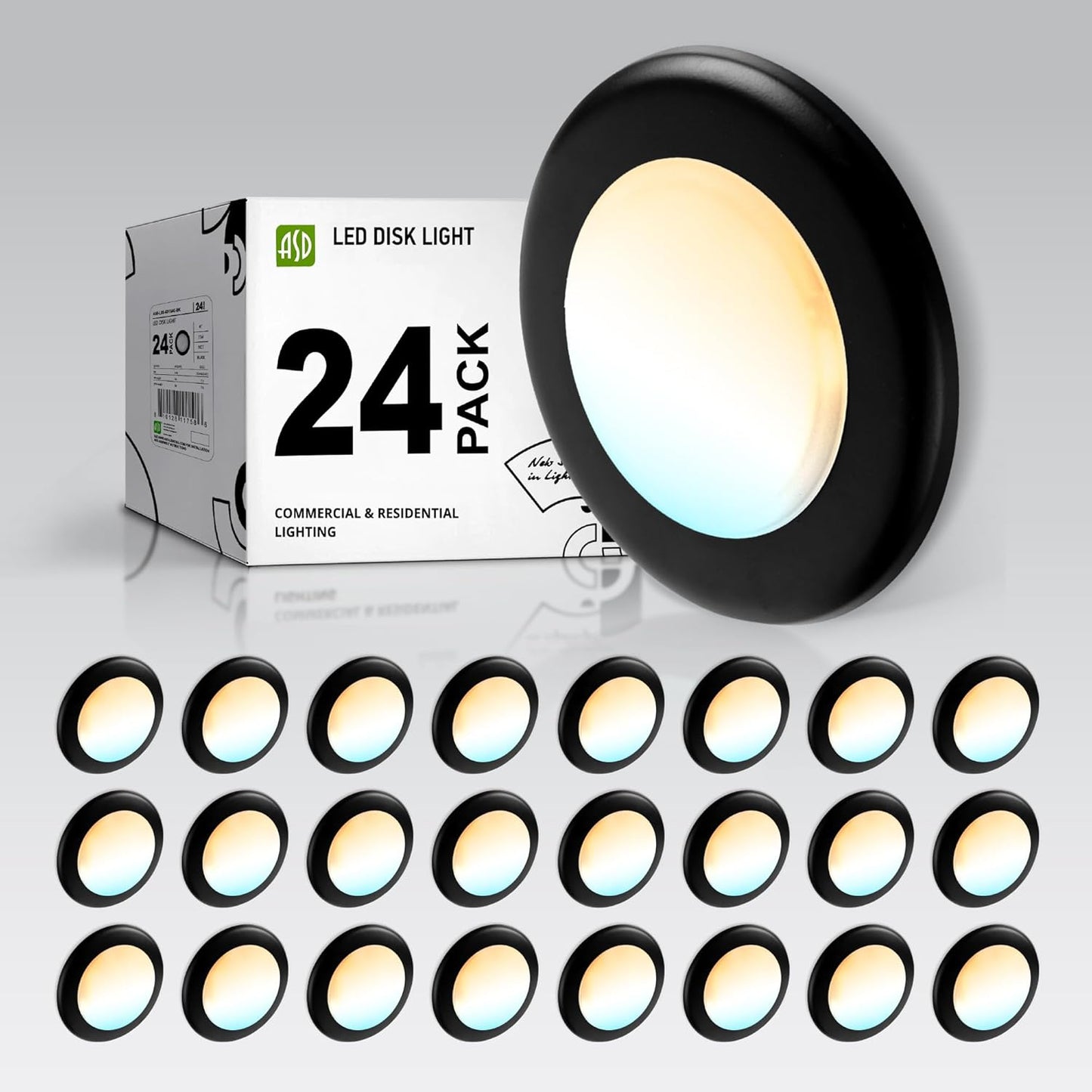 ASD 24 Pack LED Disk Lights 6 Inch for Bright, Dimmable Lighting