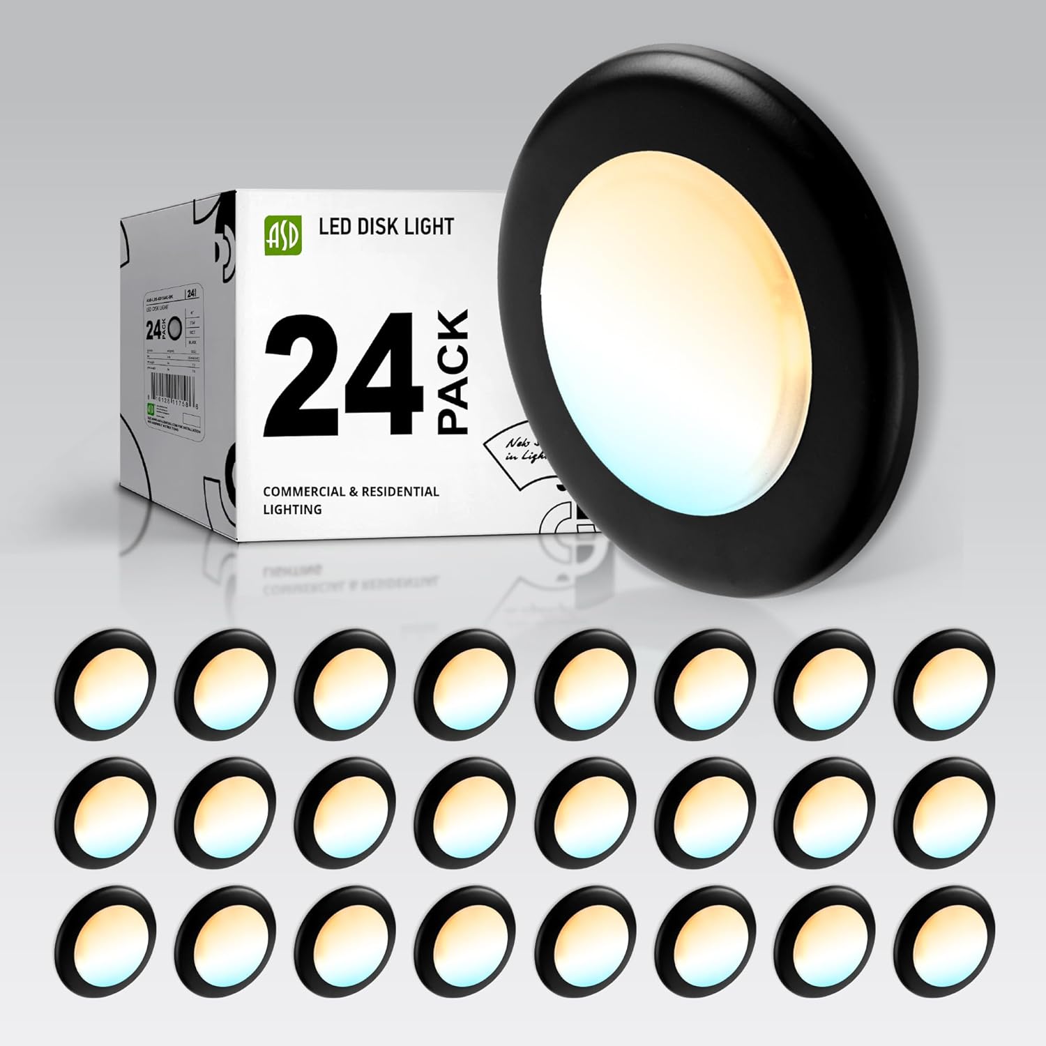 ASD 24 Pack LED Disk Lights 6 Inch for Bright, Dimmable Lighting