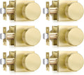 Gold Passage Door Knobs Square Brushed - Heavy Duty 6 Pack