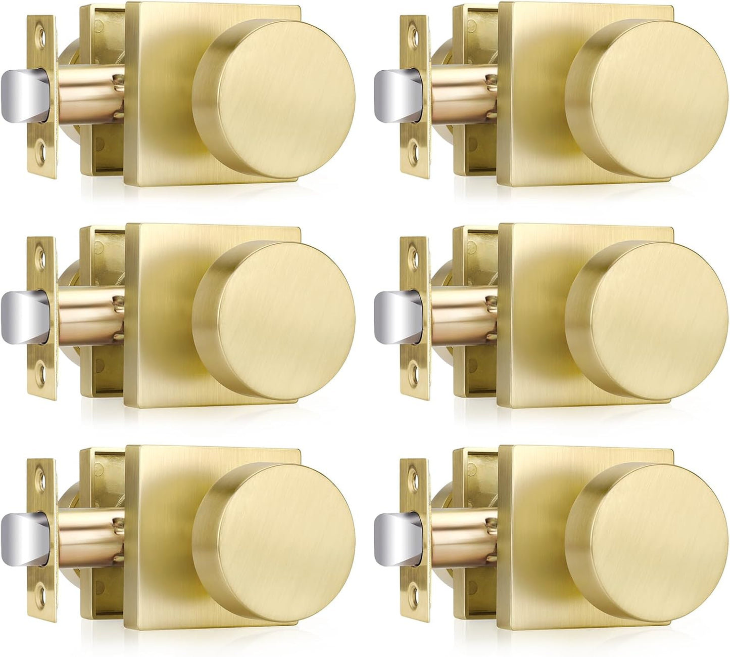 Haidms Gold Door Knobs Passage for Hallways and Closets - 6 Pack
