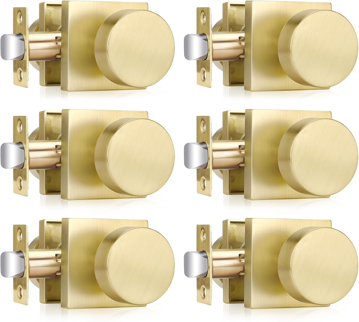 Haidms Gold Door Knobs Passage for Hallways and Closets - 6 Pack