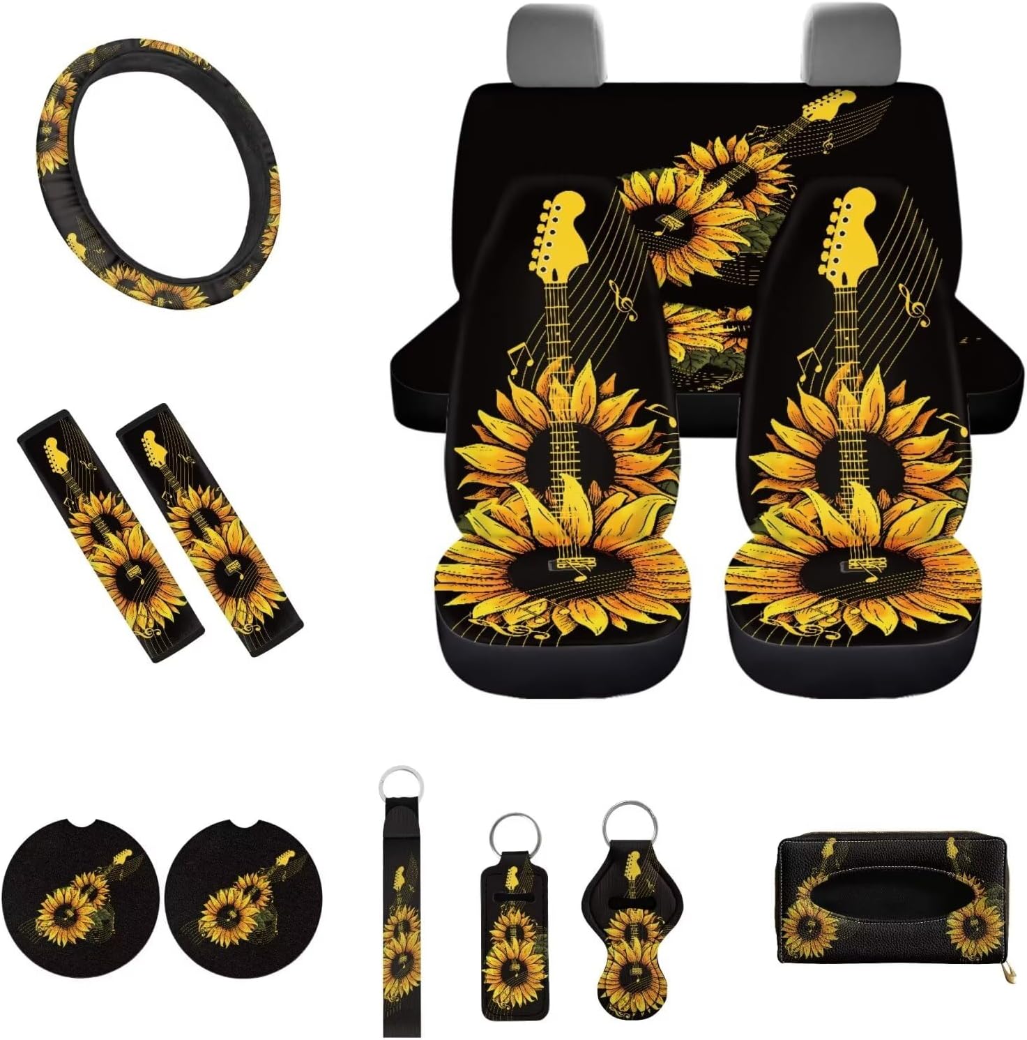Sunflower Guitar Car Set: 13 Accessories for Stylish Ride
