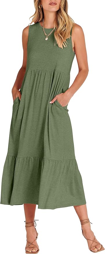 ANRABESS Women's Summer Casual Sleeveless Swing Sundress