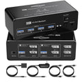 Dual Monitor KVM Switch with DisplayPort for 2 PCs and 2 Monitors