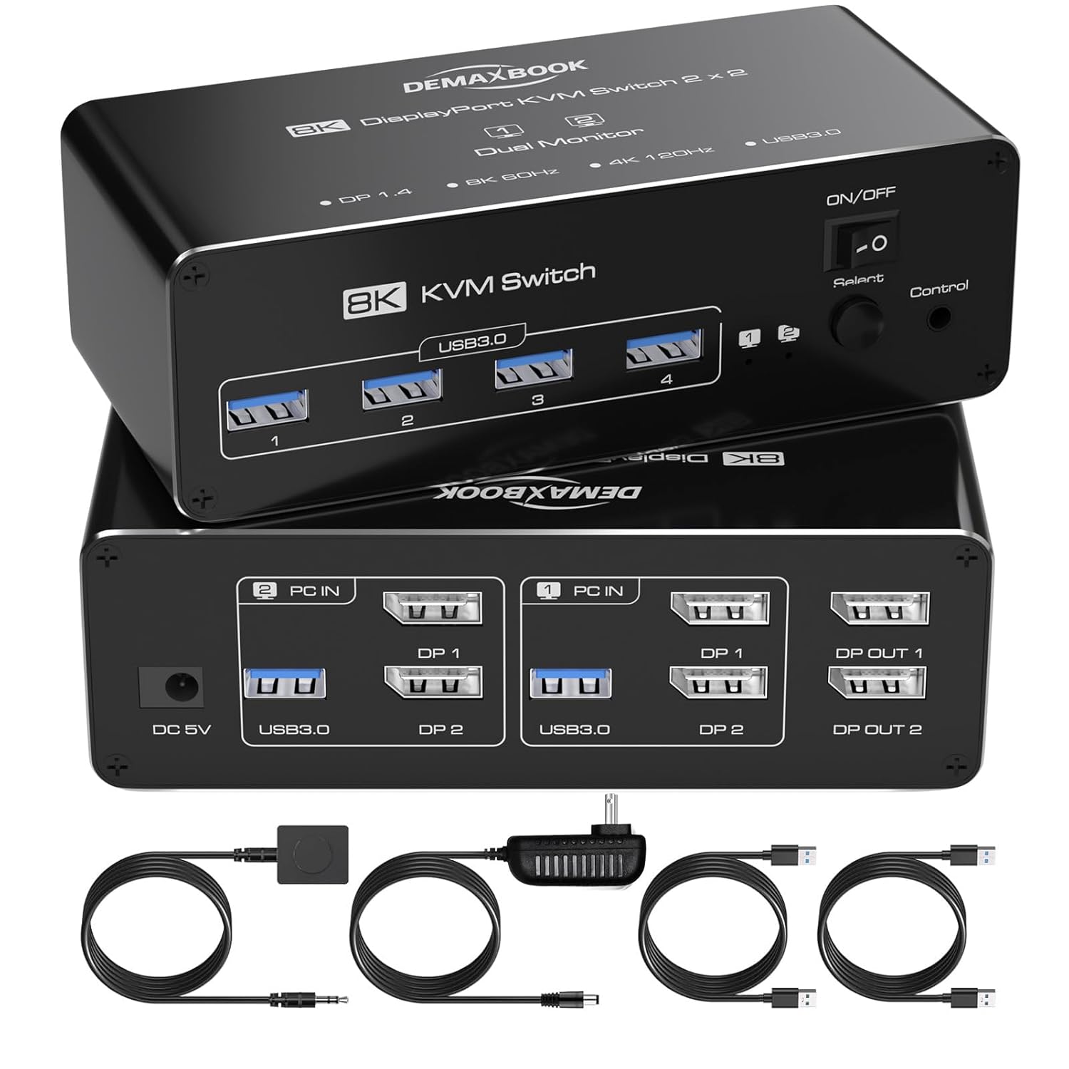 Dual Monitor DisplayPort KVM Switch for 2 Computers and 2 Monitors