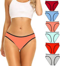 POKARLA Women's Hi-Cut Cotton Bikini Panties 6-Pack - Soft Stretch
