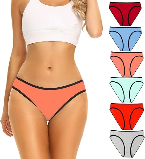 POKARLA Women's Hi-Cut Bikini Panties Soft Stretch Cotton Underwear