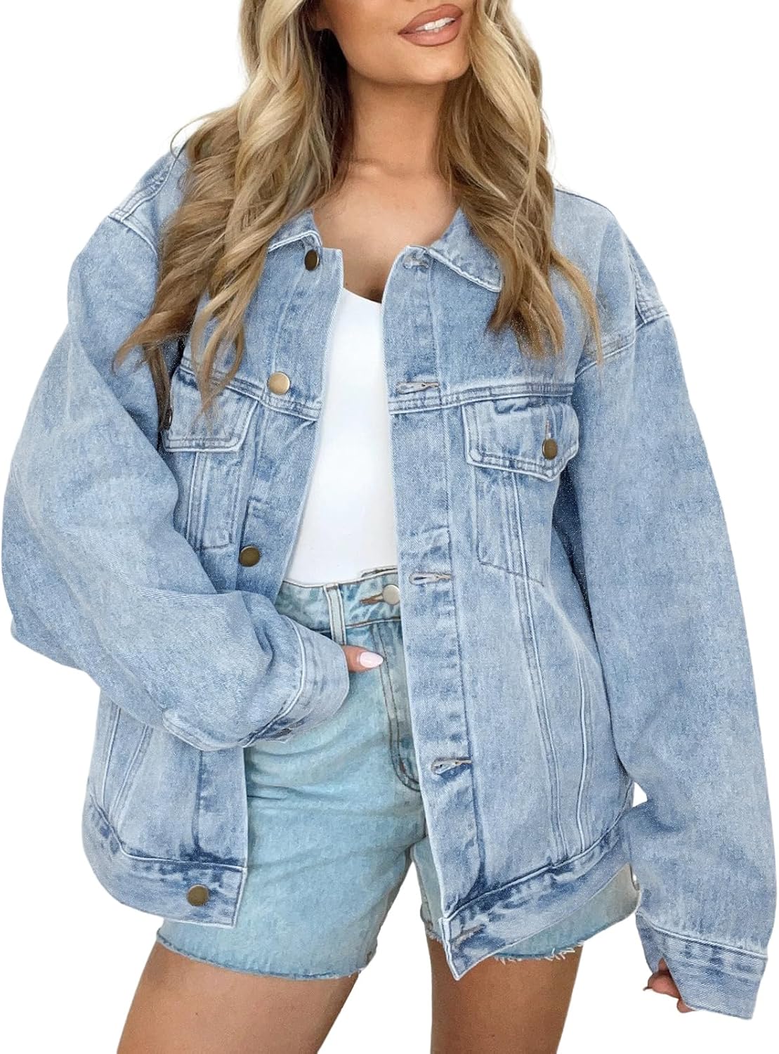 Trendy Oversized Womens Jean Jacket for Fall and Winter Fashion