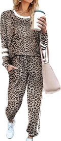 Women's Aloodor Two-Piece Sweatsuit Set - Crewneck Pullover & Pants