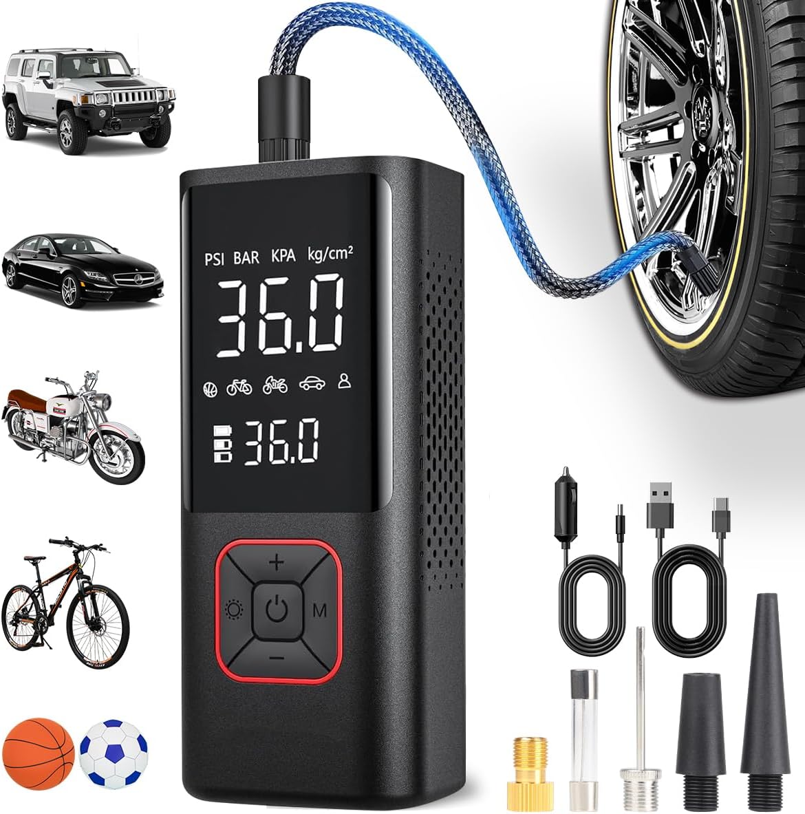 Portable Tire Inflator - 150Psi Power & LCD Display