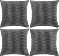Fancy Homi Corduroy 4-Pack Dark Grey Pillow Covers 22x22 in