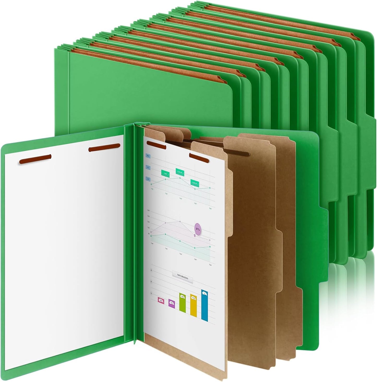12 Pcs Classification Folders with Fasteners for Document Organization