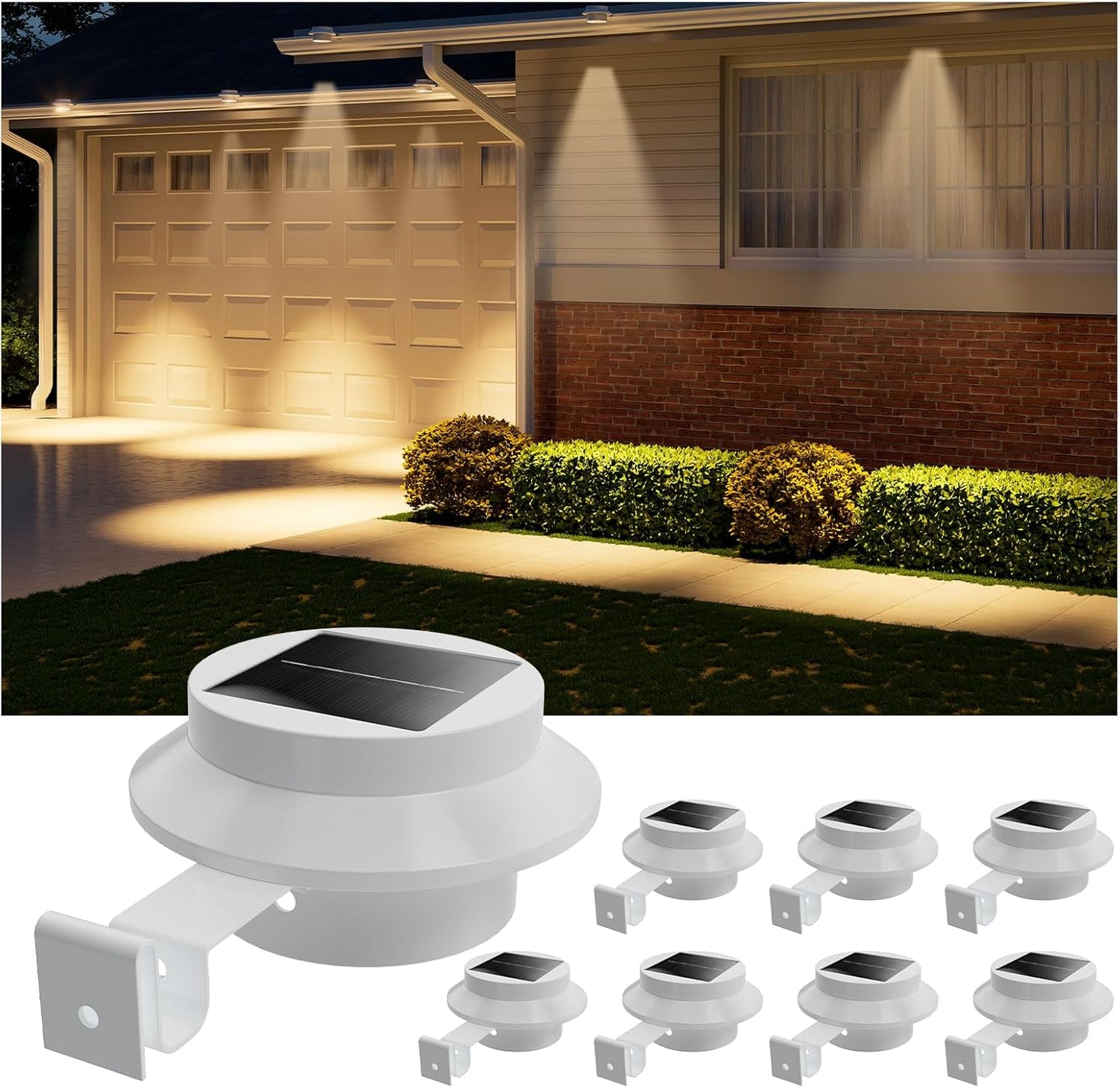 8 Pack Solar Powered Clip On Gutter Mount Lights for Outdoor Use