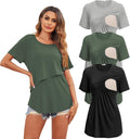Ekouaer Women's Maternity Nursing Tops 3 Pack - Soft Short Sleeve Tees