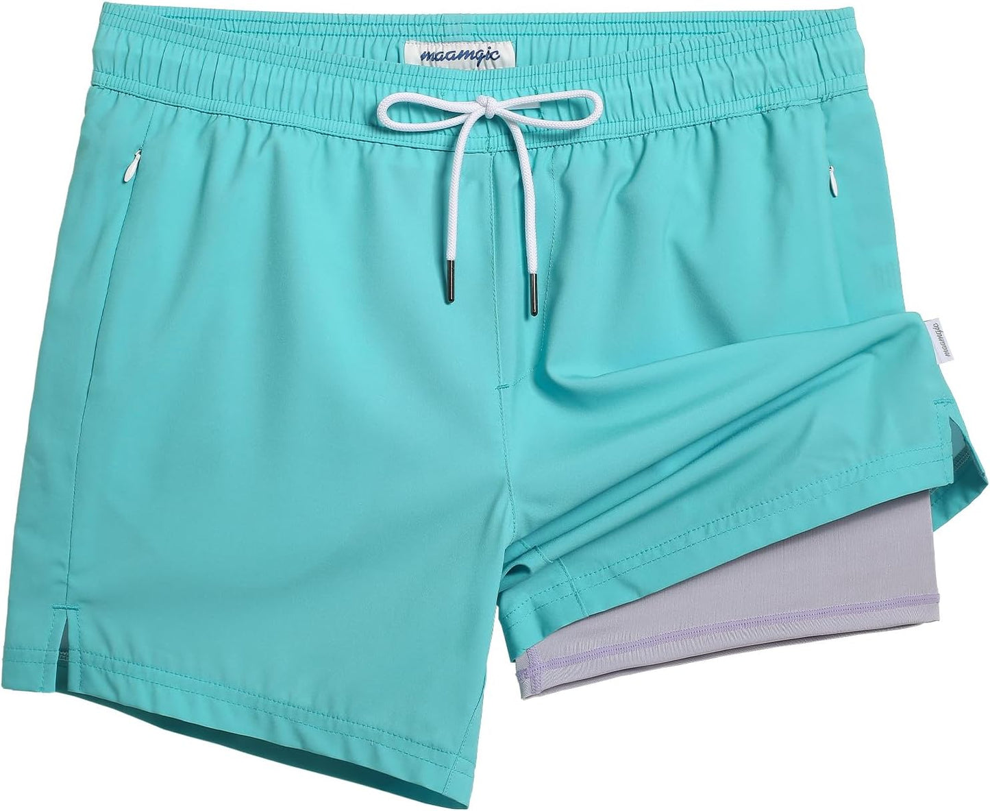 maamgic Mens Swim Trunks with Compression Liner for Comfort
