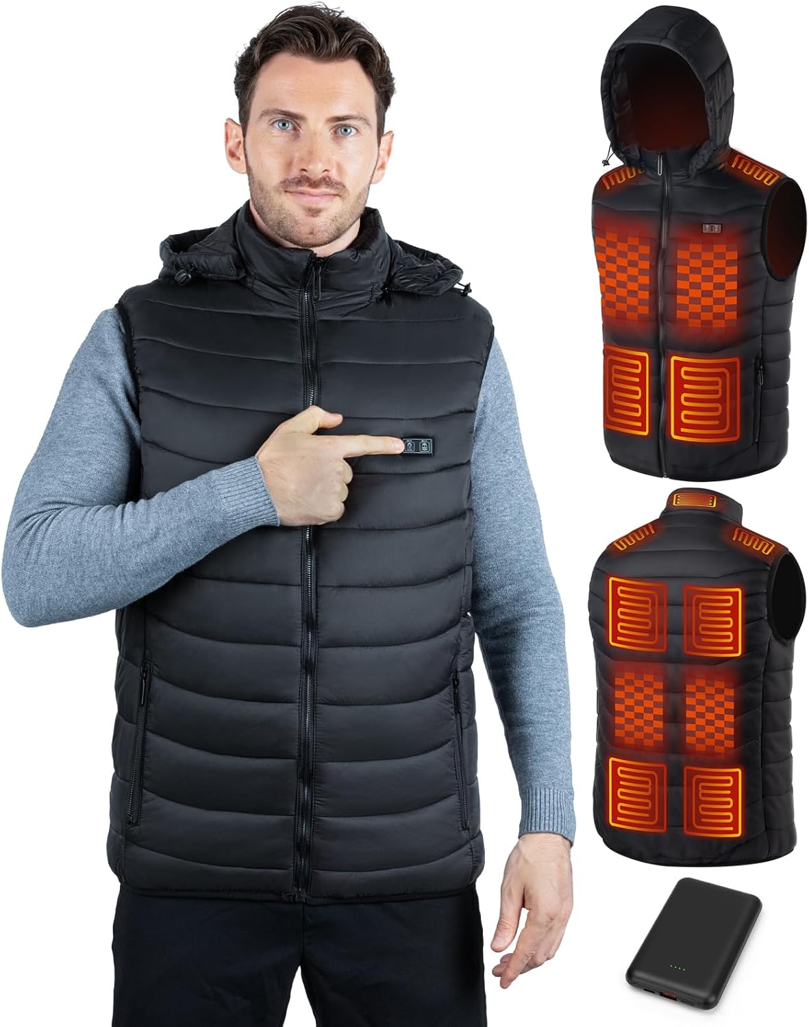 Heated Vest for Men with 17 Heating Zones and Waterproof Design