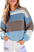 Color Block Cropped Sweater Women - Trendy Oversized Striped Pullover