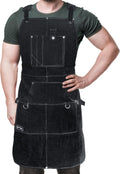 Heavy Duty Shop Apron for Woodworking and Welding - Durable Leather