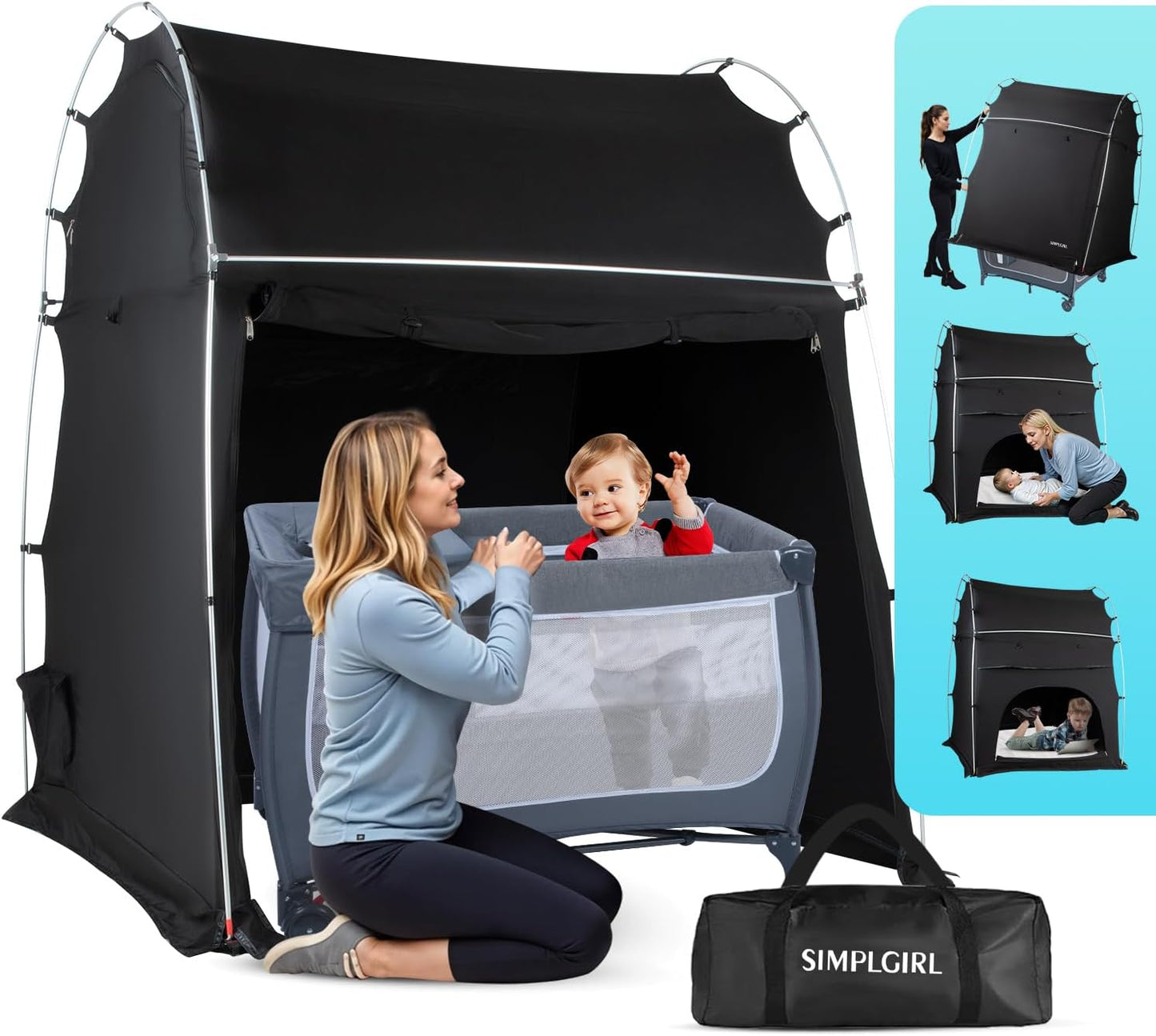 Blackout Sleep Tent for Pack and Play - Portable Crib Canopy