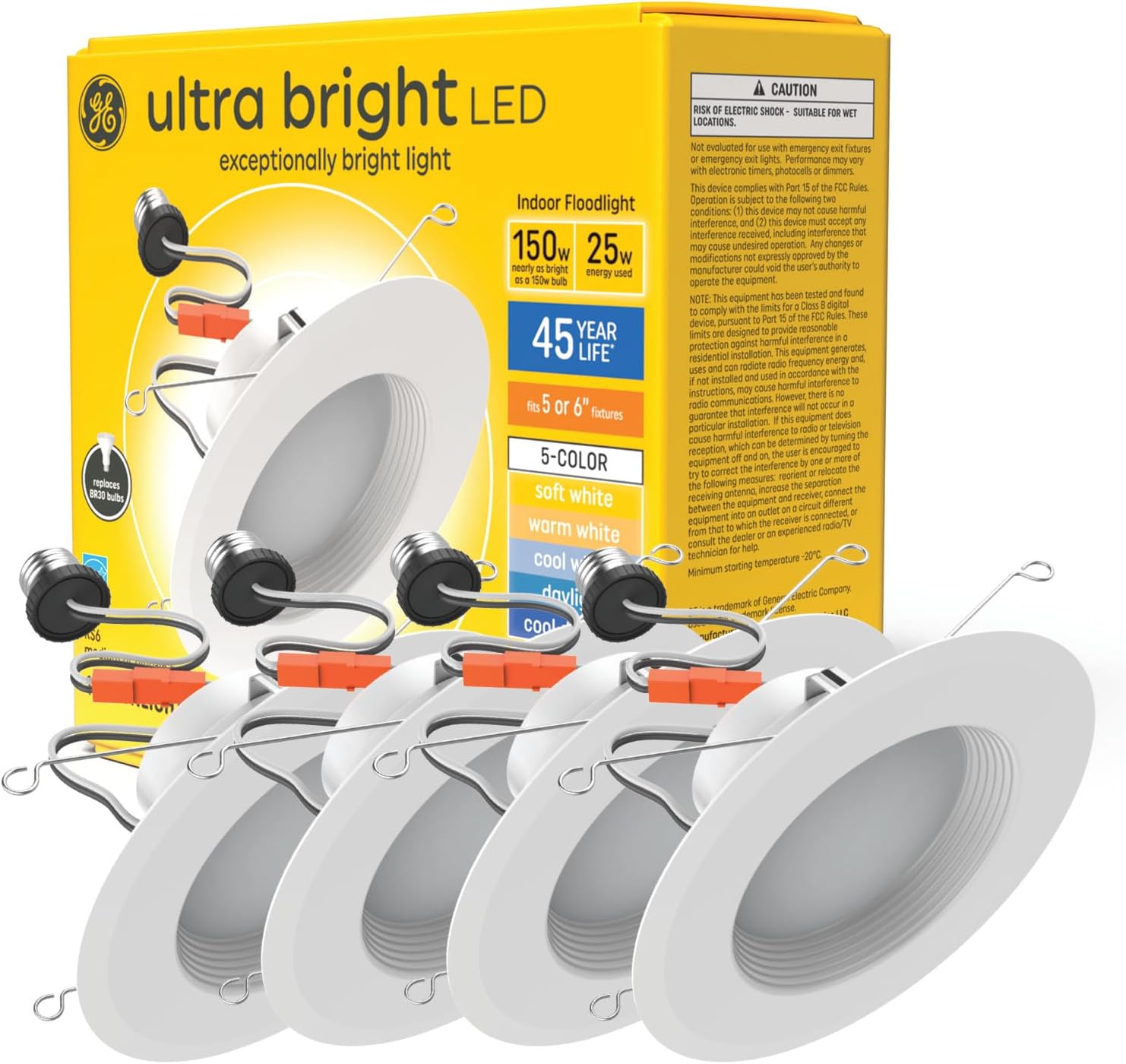 GE Ultra Bright LED Recessed Downlight Fixture for Indoor Use