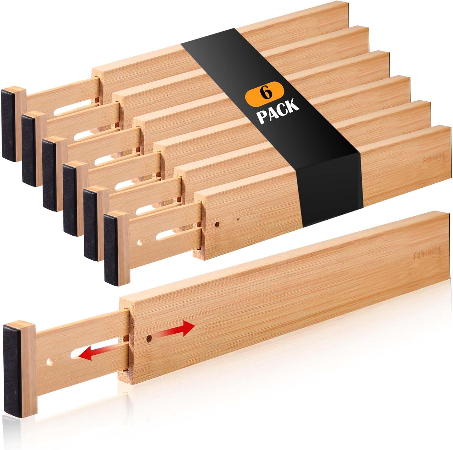 Fabsome Drawer Divider 6 Pack for Kitchen and Nursery Organization