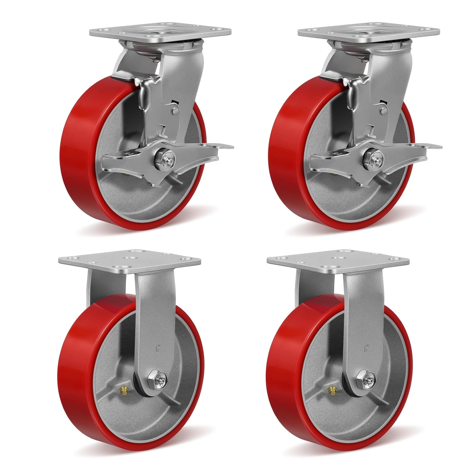 6 in Heavy Duty Casters for Industrial Use - 4800 Lb Capacity