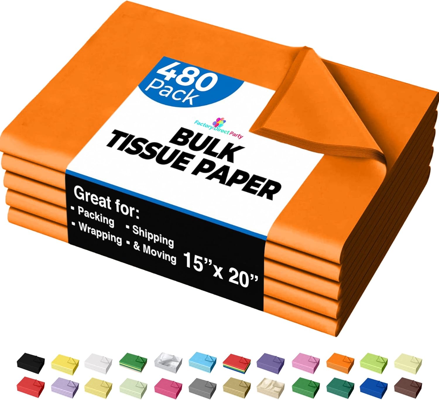 Bulk Orange Tissue Paper for Gift Bags and Packing Supplies