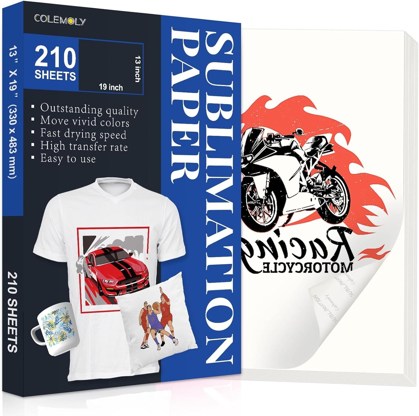 Colemoly Sublimation Paper 13x19 for Vibrant Heat Transfers
