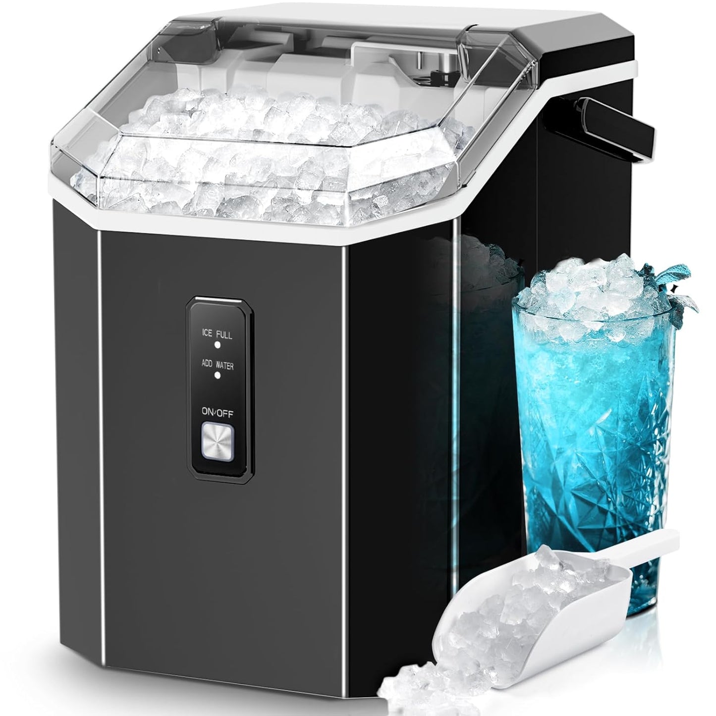 Nugget Ice Maker Countertop with Self-Cleaning Feature for Home