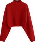 Cropped Turtleneck Sweater Lantern Sleeve Ribbed Knit Pullover Shoes