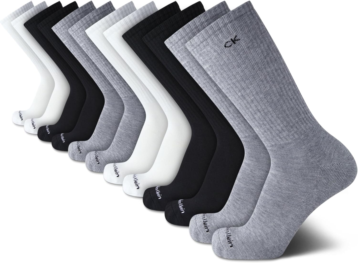 Calvin Klein Mens Crew Socks - 12 Pack Soft Stretch Athletic Socks