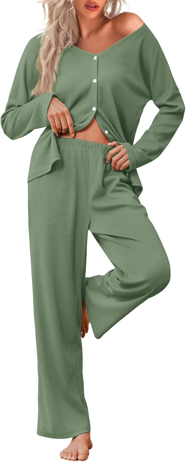 Ekouaer Womens Waffle Knit Pajamas Set for Ultimate Comfort