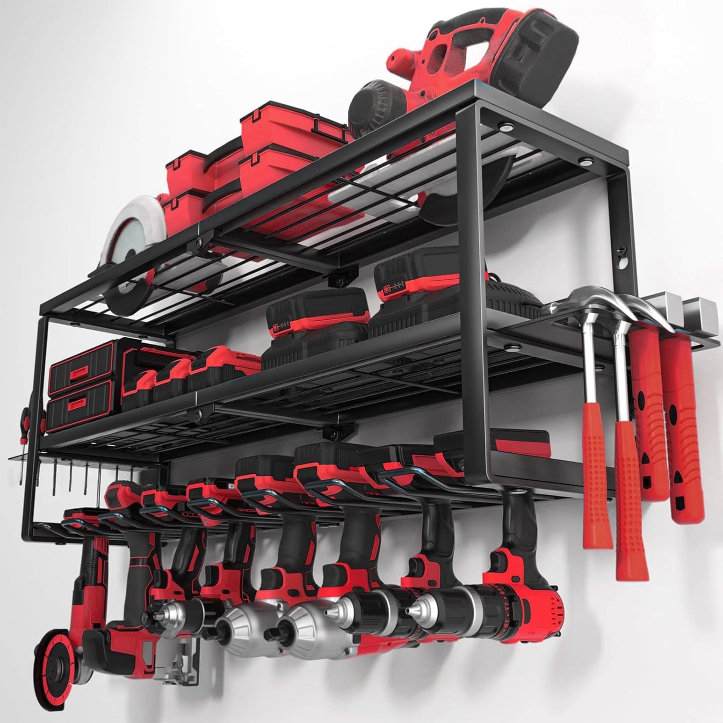 3-Tier Heavy Duty Wall Mount Tool Rack | 260Lbs Capacity | Rust-Proof Metal | Space-Saving Organization