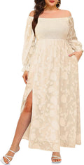 Plus Size Summer Dresses Boho Off Shoulder Floral Maxi Dress Fashion