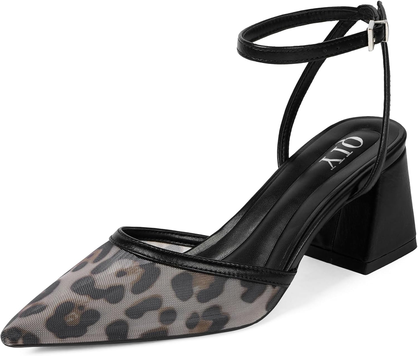 Closed Toe Heels for Women with Ankle Strap and Chunky Low Heels