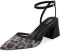 Closed Toe Heels Ankle Strap Pointed Toe Slingback - 7cm Chunky Heel