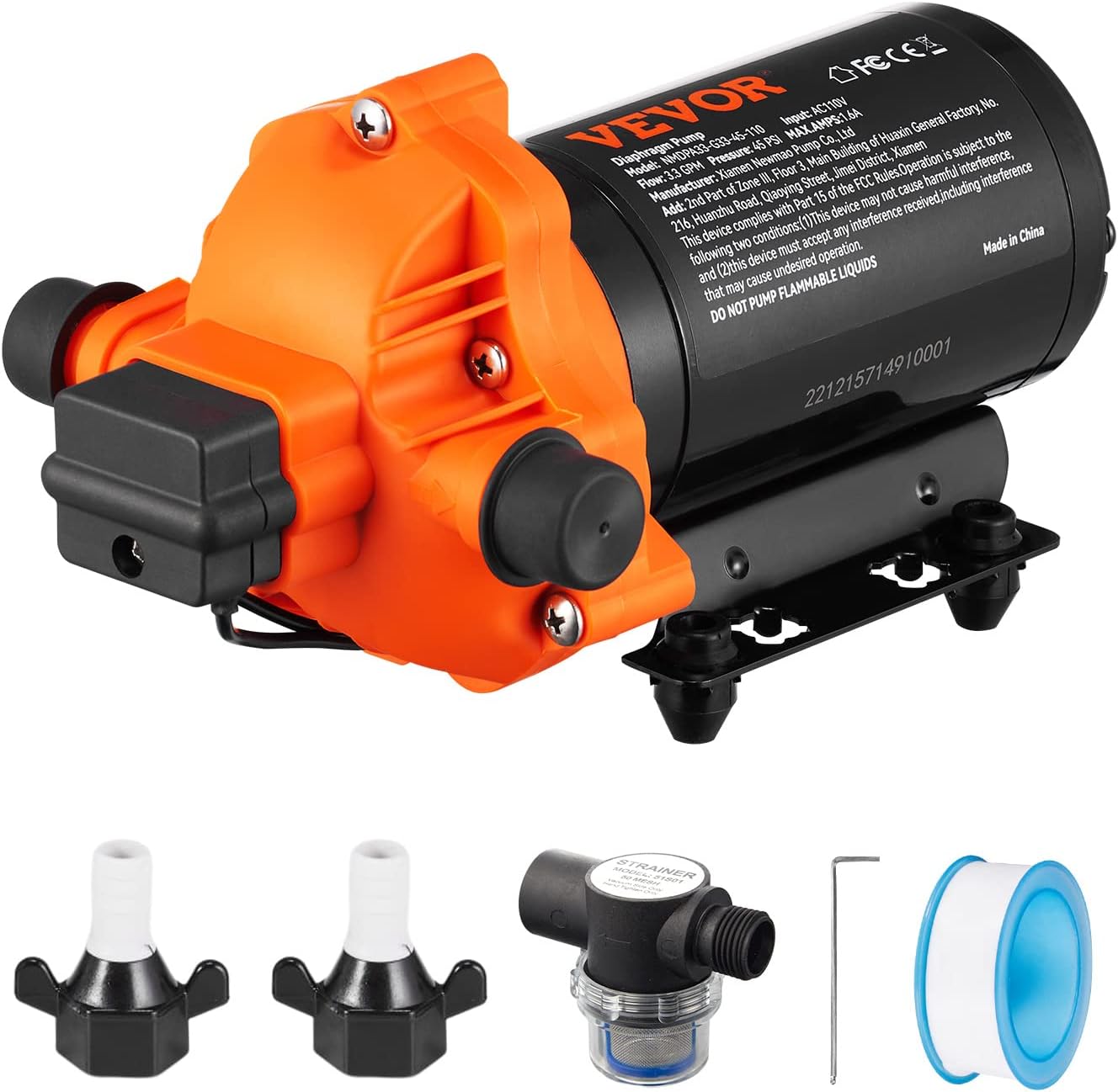 VEVOR Water Pressure Diaphragm Pump for RV and Marine Use