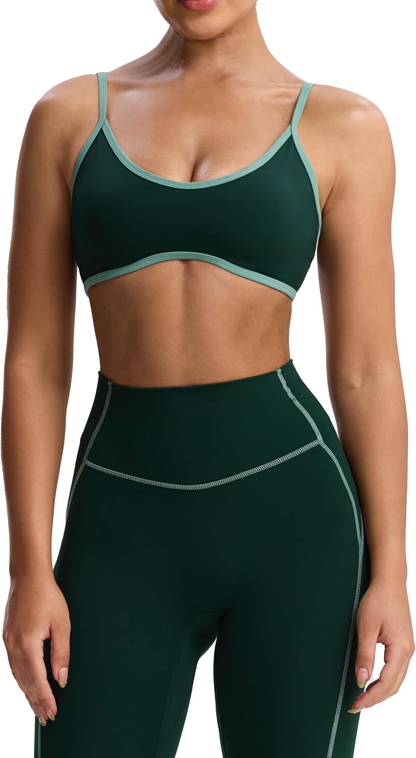 Aoxjox Women's Color Block Workout Sports Bra for Fitness