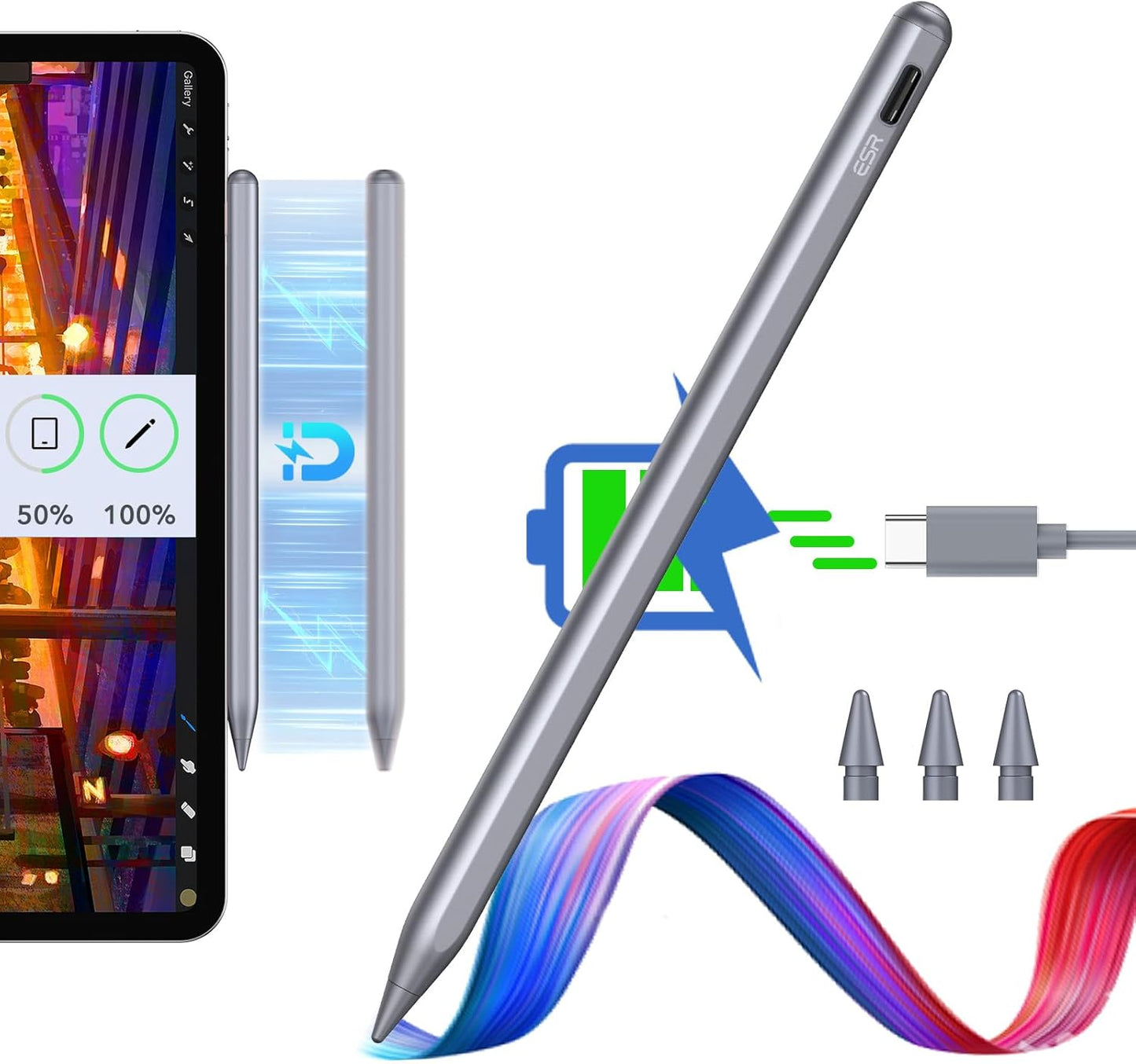 ESR Magnetic iPad Pencil: Pro-Level Tilt Sensitivity