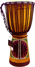 Djembe Drum with Rope 9x20 Hand-Carved Natural Wood - Rich Sound