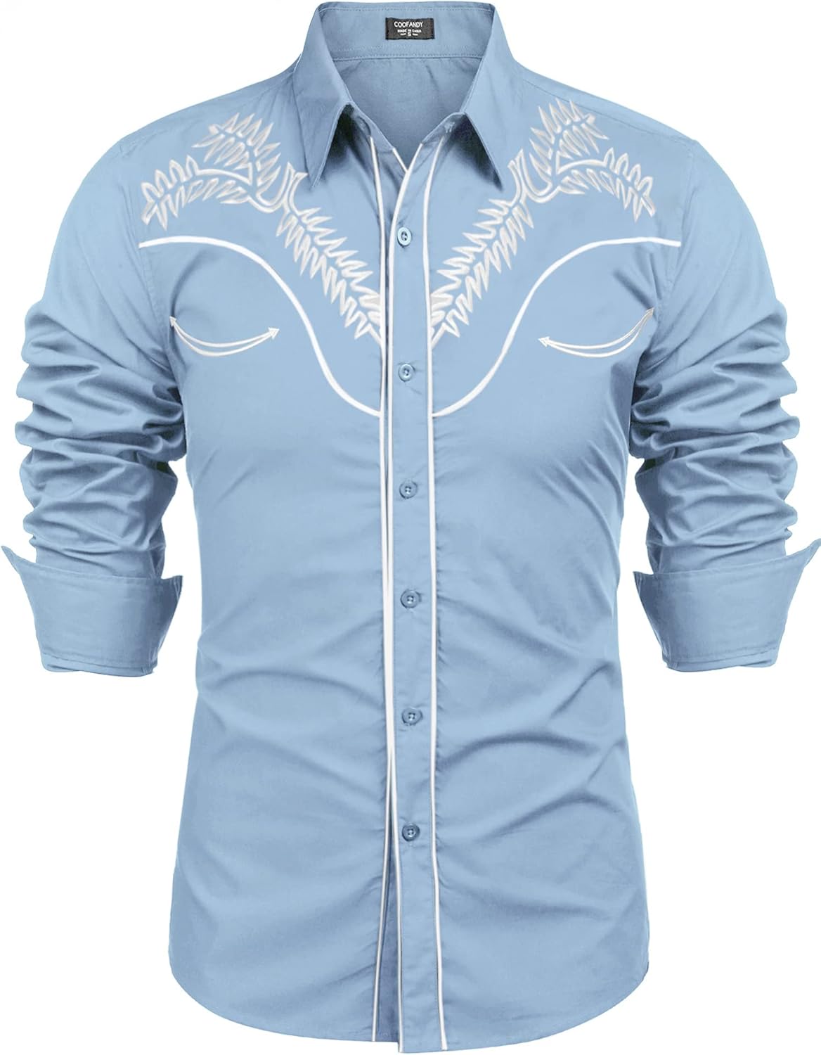 COOFANDY Men's Western Shirts Long Sleeve Embroidered Cowboy Style