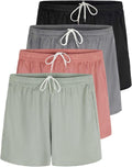 Womens Active Athletic Performance Mesh Shorts 4 Pack - Quick Dry