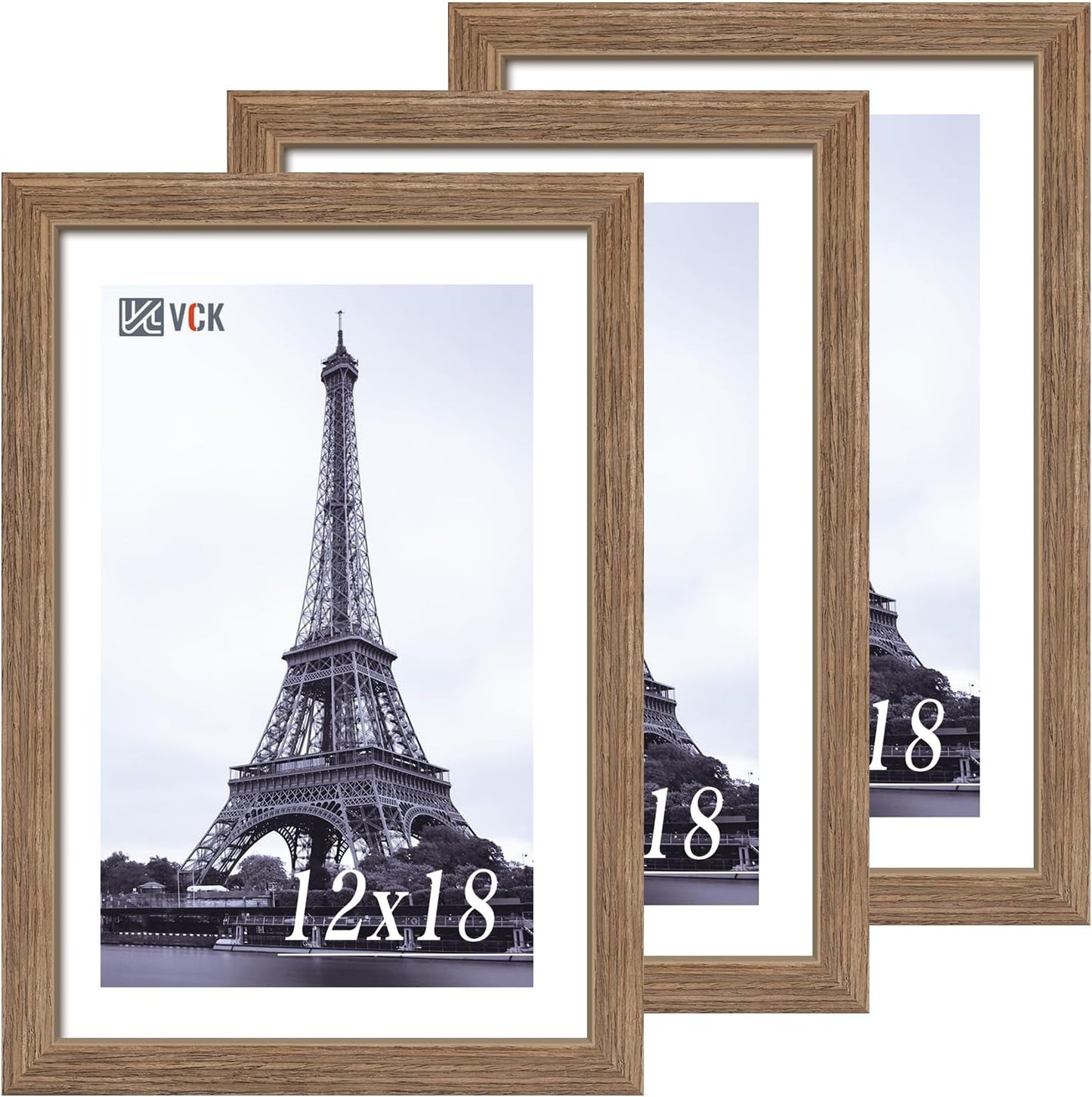 VCK 12x18 Frame 3 Pack - Brown Walnut Solid Wood Frames