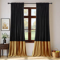 Velvet Curtains Black Gold 102 in Panels - Modern Blackout Drapes