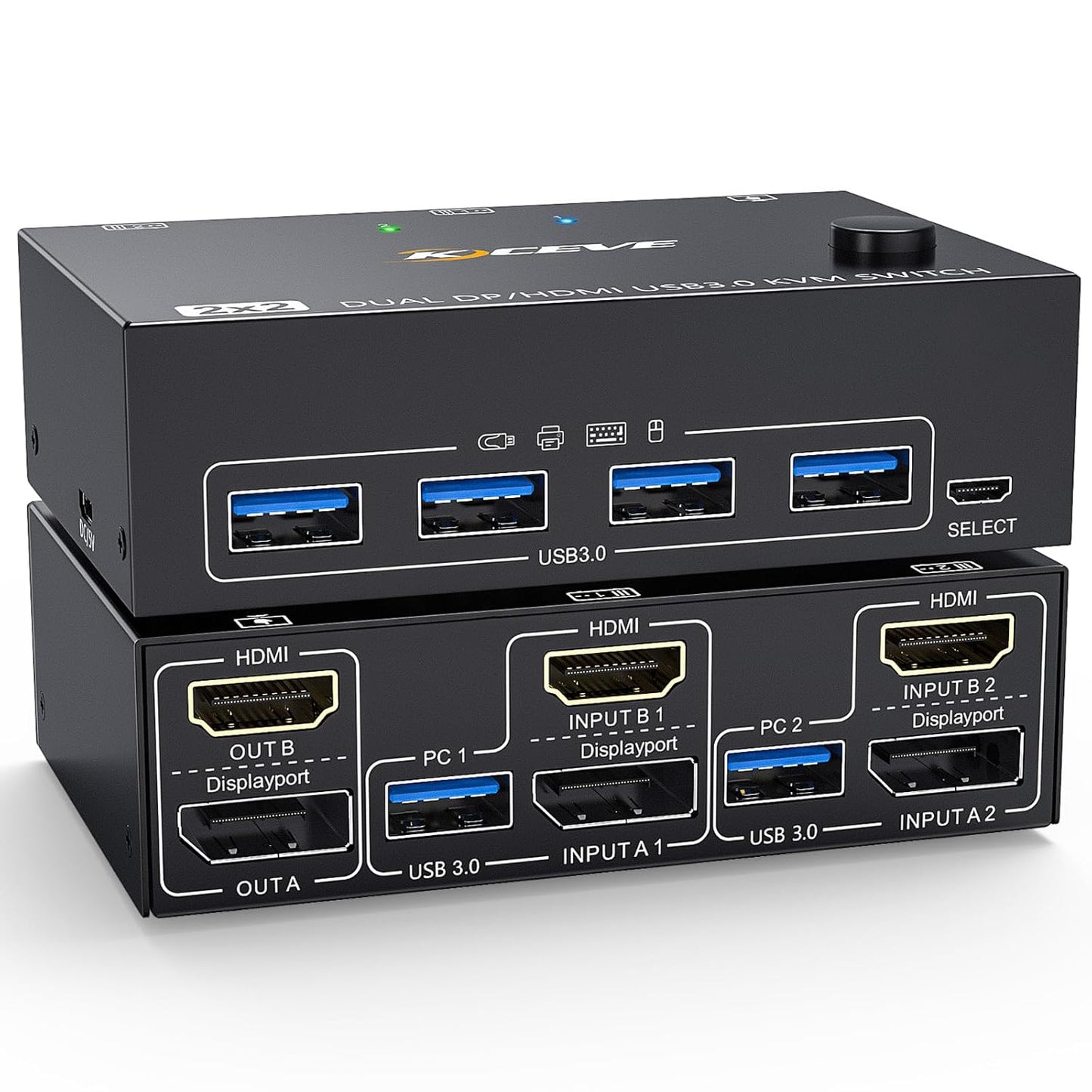HDMI USB 3.0 KVM Switch for Dual Monitor DisplayPort Use