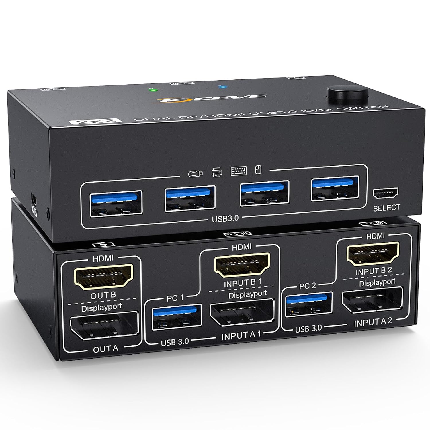 HDMI USB 3.0 KVM Switch for Dual Monitor DisplayPort Use