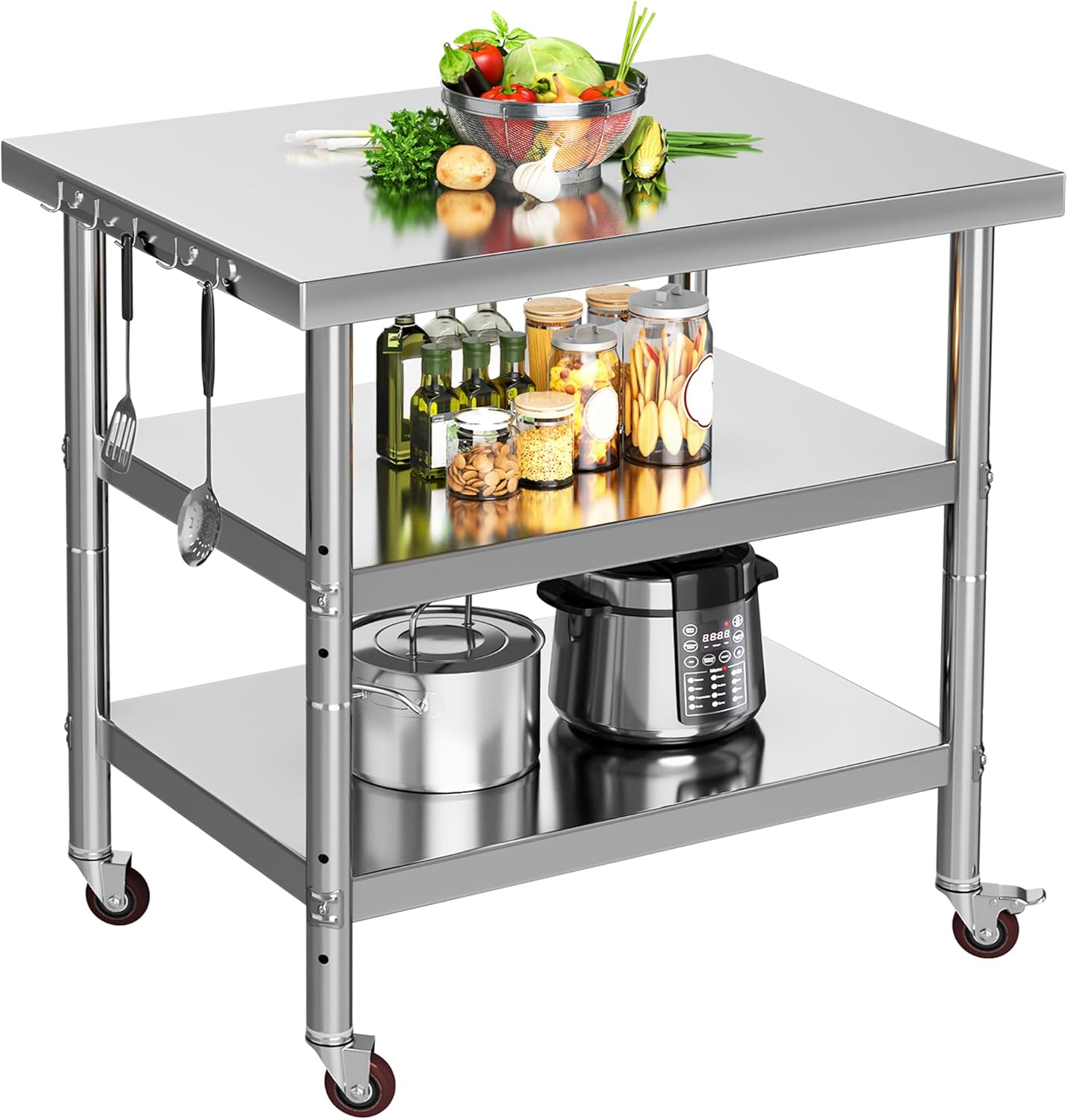 YITAHOME NSF Stainless Steel Work Table with Wheels and Shelves
