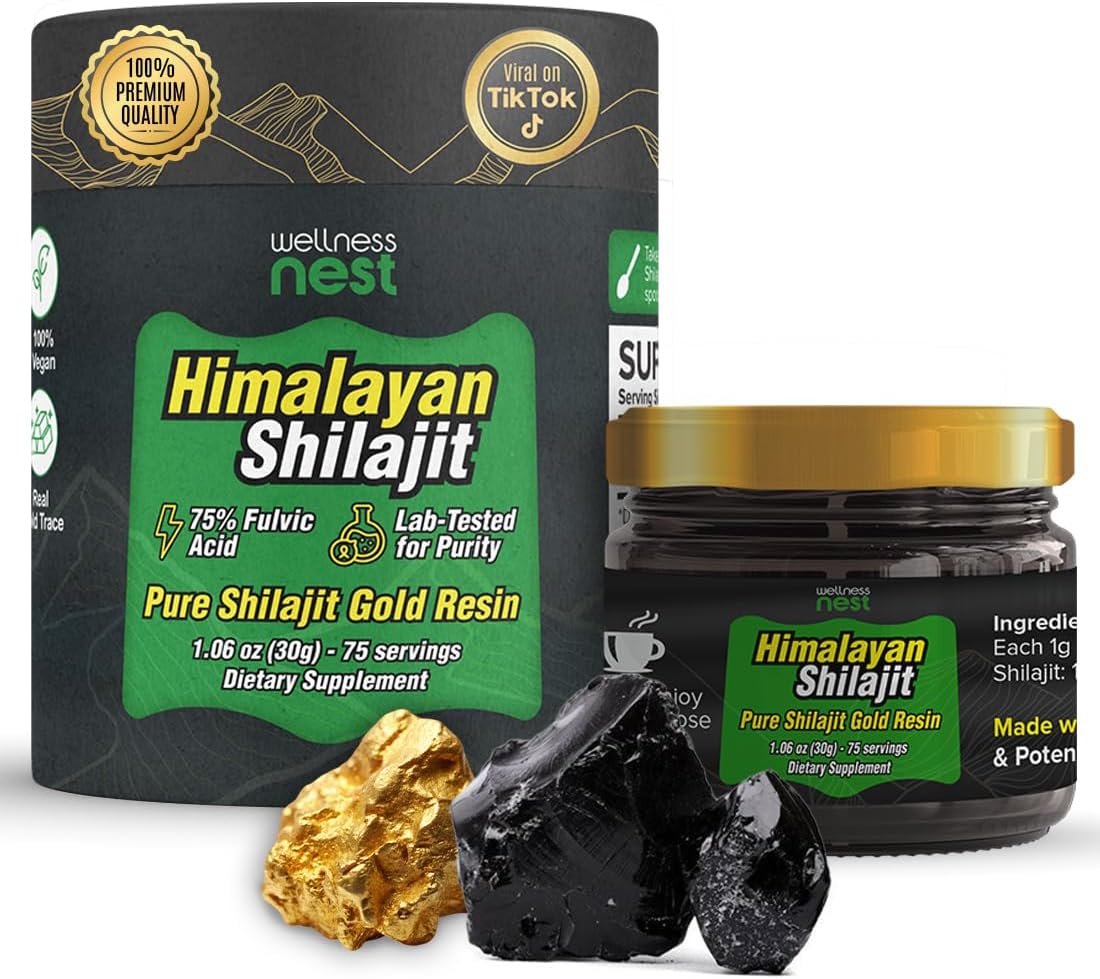 Pure Himalayan Shilajit Resin with 24K Gold for Wellness