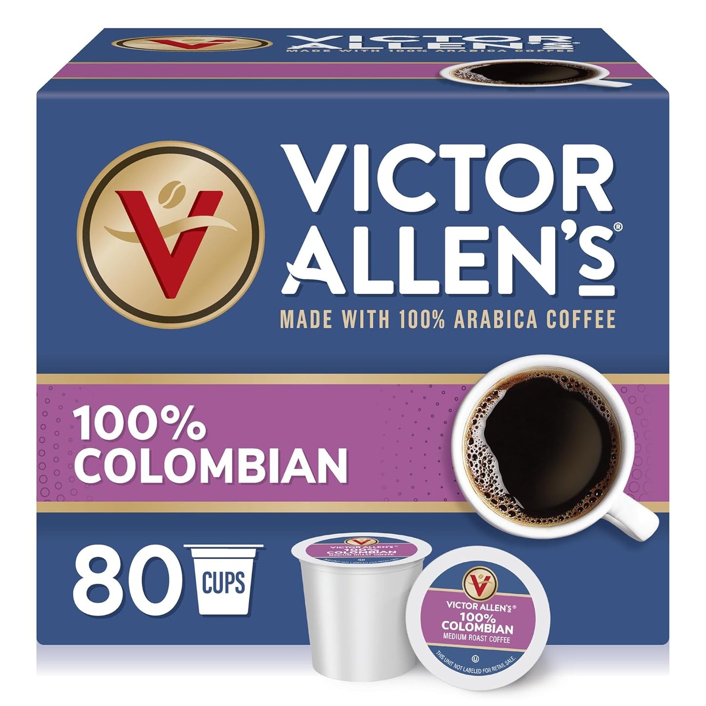 100% Colombian Medium Roast Coffee Pods - 80 Count